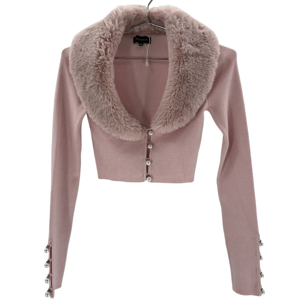 Majorelle Faux Fur Pink Laurel Cardigan Size XS - Picture 2 of 4